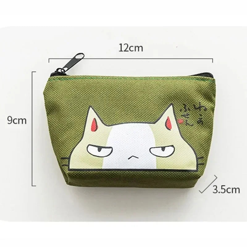New Cartoon Cat Print Mini Oxford Key Wallet Women Card Holder Zipper Money Pouch Purse Storage Bag Kawaii Girls Cute Wallet