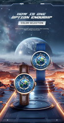 Tourbillon Earth Men's Watch Luminous 3D Mechanical Automatic Genuine Leather Waterproof High End Luxury relogios masculino