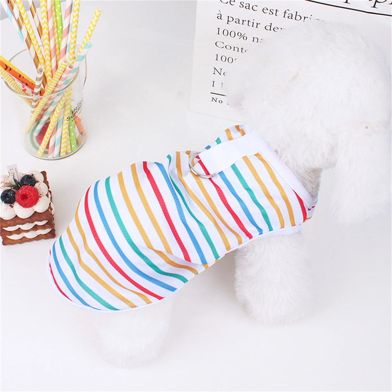 Striped Puppy Sleeveless Vest Spring Summer Pet Clothes for Small and medium Dogs Pomeranian Pullovers Kitten Towable T-shirts