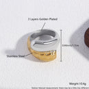 New Irregular Stainless Steel Chunky Dome Ring for Women Men Statement Croissant Ring Wide Double Layer Rings Party Jewelry Gift