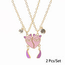 2 Pcs/Set Magnetism Best Friends Pendant Necklace for Women Rabbit Lover Broken Heart Clavicle Chain BFF Best Friends Jewelry