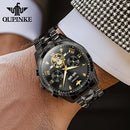 OUPINKE 3240 Automatic Watches Men 44mm Large Dial Tungsten Steel Strap Skeleton Flywheel Mechanical Watch for Men Luxury Watch