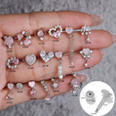 Pendientes de botón con forma de flor, estrella y corazón de circonita brillante de estilo coreano para mujer