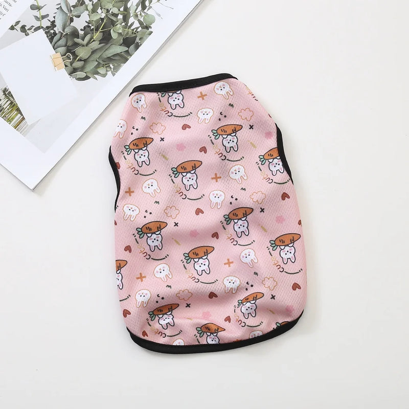 Cartoon Cute Pet Dog Costume Print Dog Sweatshirt Breathable Chihuahua Teddy Tank Top XS-2XL