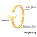 Stainless Steel Fishtail Open Rings Adjustable Romantic Fairy Tale Mermaid Princess Fashion Style Light luxury Finger Jewelry