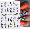 Shiny Maple Geometry Autumn Nail Art Stickers Laser Sector Fall Leaves Decals Cute Squirrel Slider Manicure Decorations CHCJ-076