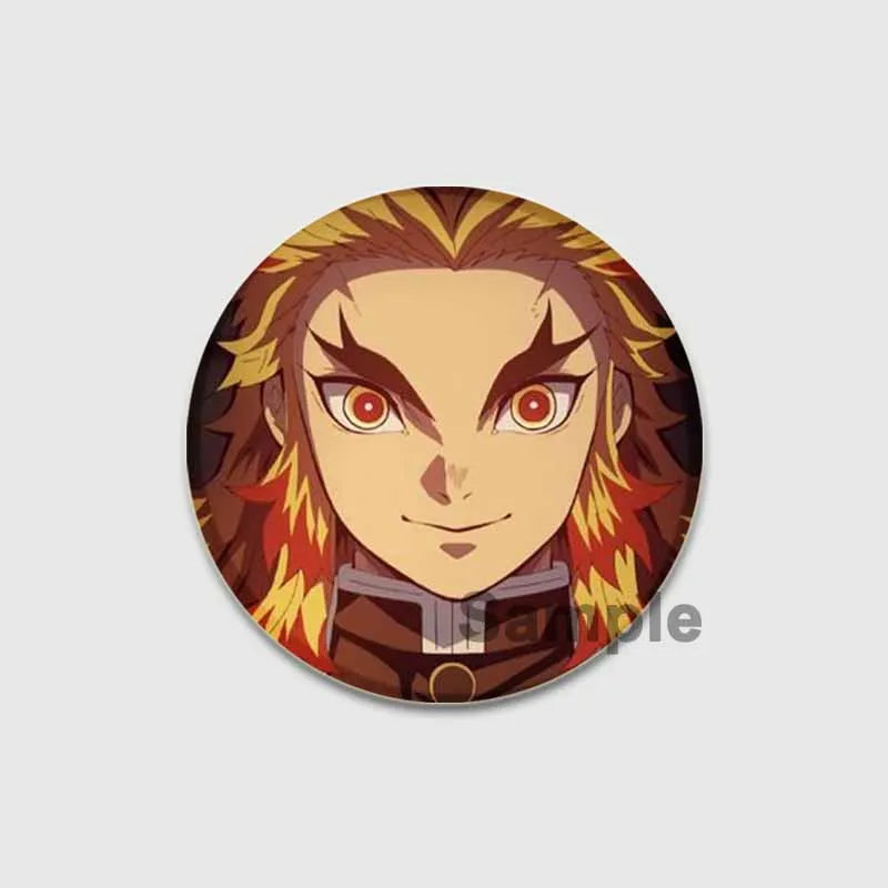 58/32/44mm Anime Demon Slayer Round Brooches Cartoon Lapel Pins Cosplay Badges Backpack Clothes Bag Jewelry Accessories Gifts