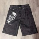 Y2K Retro Shorts Harajuku Hip-hop Print Loose Denim Shorts New Gothic Basketball Shorts for Men and Women in Summer Street Wear