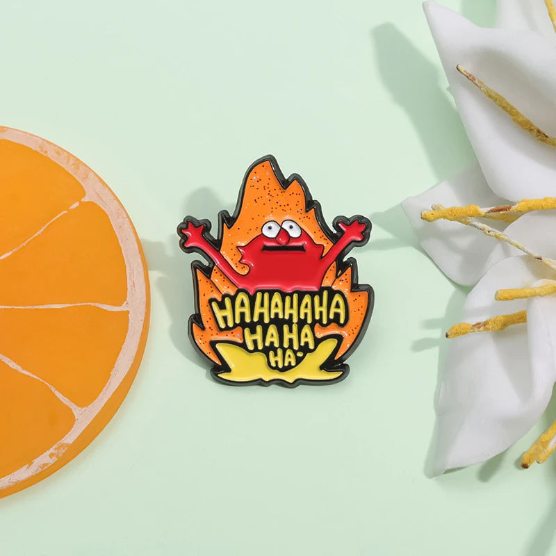 Funny Meme Fire Haha Enamel Pins Custon Cartoon Decorative Brooches Backpack Shirt Lapel Badge Jewelry Gift Memes For Friends