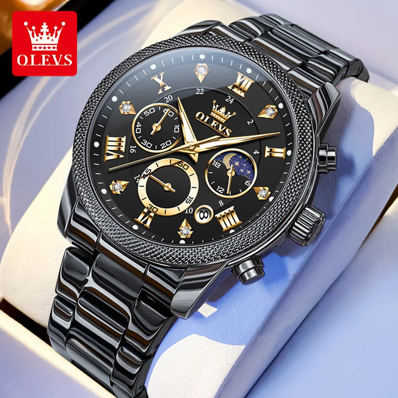 OLEVS 3660 Mens Watch Business Simply Original Quartz Watch Waterproof Luminous Watch For Man Multifunctional Chronograph Reloj
