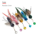 5pcs Fake Insects Replacement Heads for Cat Teasers Kitten Feather Plush Pet Toys