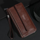 Men's PU Zipper Handbag Large Capacity Long Wallet Clutch Bag Phone Bag Multi Card Card Holder Coin Purse Wallet Double Layer