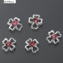 10Pcs Pink Metal Gem Zircon Nail Art Charm 3D Luxurious Heart Ribbon Cross Starlight Nail Decoration DIY Zircon Nail Accessories