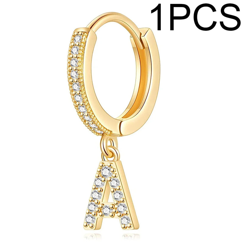A-Z Letters Initial pendant earrings Hoop Earrings men Golden Color Jewelry Earring Aretes Alphabet name earrings women 1pcs
