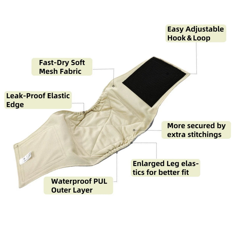 1 Pc Washable Male Dog Diaper Reusable Pet Sanitary Pants Hight Absorbent Leak Proof Nappy Belly Band Wrap for Small Breed Dogs