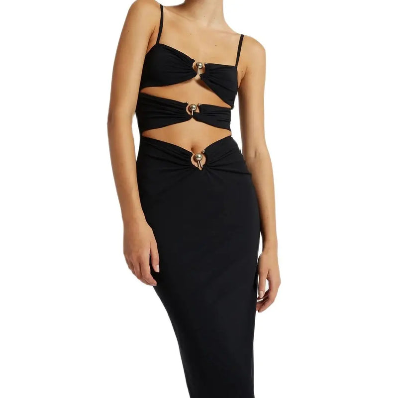 Black Sexy Hollow Out Bandage Prom Bodycon Bandage Dress Sexy Sleeveless Brown Runway Cocktail Celebrity Evening Party Dress