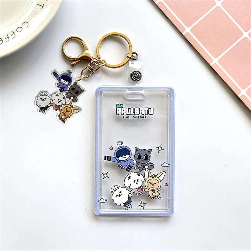 Kpop Photo Display Holder With Love Keychain Idol YEONJUN BEOMGYPicture Protector Sleeves Credit ID Cards Protective Case
