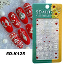 5D Nail Sticker Christmas Nail Art Snow Bird Gingerbread Man Design Santa Cartoon Sliders Winter White Decals Wrap FB5DK098-103