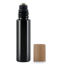 1X 10X 5ML 10ML Glass Black Roll On Bottle Essential Oil Natural Obsidian Ball Roller for Perfume Aromatherapy Refillable Bamboo