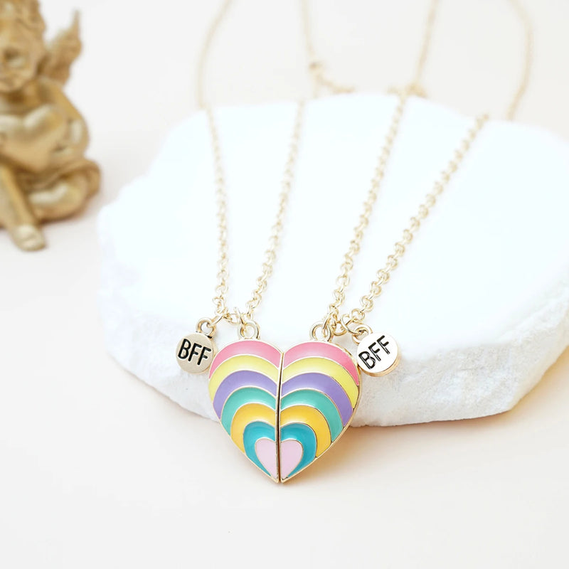 2 Pcs/Set Magnetism Best Friends Pendant Necklace for Women Rabbit Lover Broken Heart Clavicle Chain BFF Best Friends Jewelry