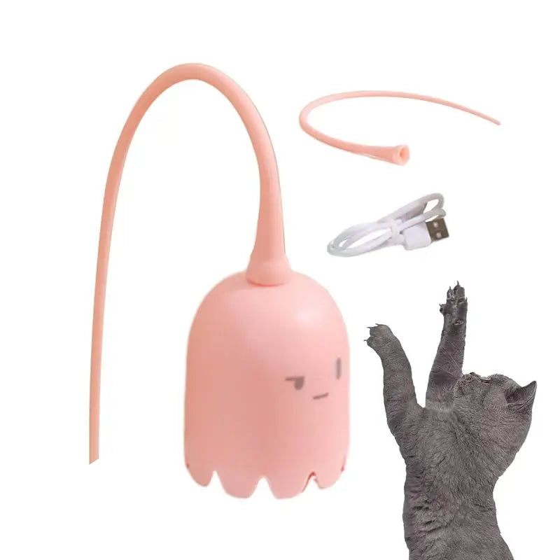 Cat Wand Toy Automatic Silicone Tail Teaser Toy Mimicking Animals Swing Tail Interactive For Bored Indoor Cats And Kittens