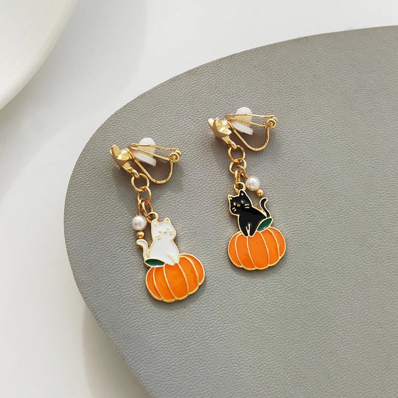 Mihan Cute Jewelry Animal Earrings Halloween Party Gifts 925 Silver Needle Lovely Design Pumpkin Earrings For Women Girl