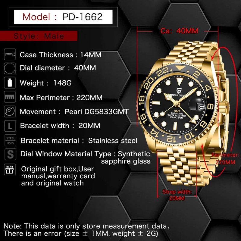 2024 New PAGANI DESIGN 40MM Men Mechanical Watch Luxury Ceramic Bezel Automatic Watch 10bar Waterproof Sapphire Glass GMT Watch