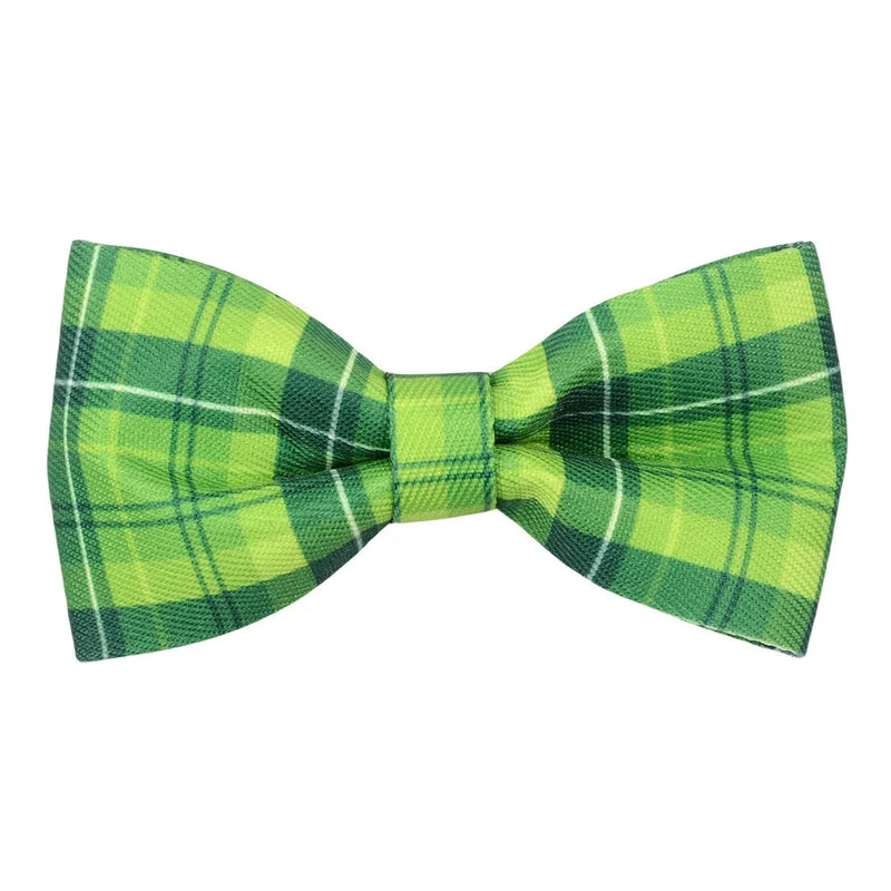50/100pcs St.Patrick's Day Dog Accessories Plaid Style Dog Bow Ties Sliding Pet Dog Collar Accessories Clover Pet Supplies