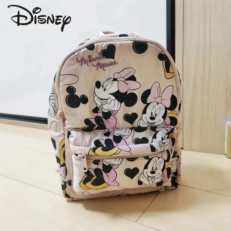 Disney Mickey Mouse Cartoon Fashion Backpack Women's Minnie Canvas School Bag Fashion Large Capacity Backpack Girls Mochila