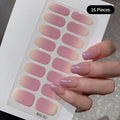 16Tip White Pink Full Cover Nail Sticker Self-Adhesive Simple Gradient Effect Full Nail Wraps DIY Nail Art Making Manicure Autum