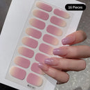 16Tip White Pink Full Cover Nail Sticker Self-Adhesive Simple Gradient Effect Full Nail Wraps DIY Nail Art Making Manicure Autum