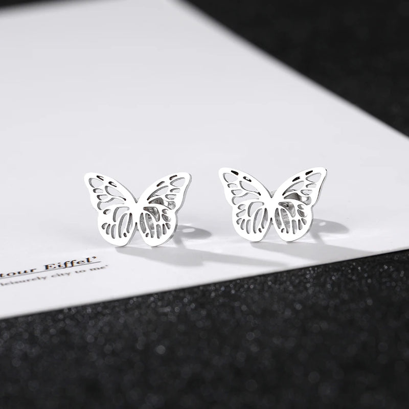 Stainless Steel Earrings 2022 Trend Mini Delicate Delicate Butterfly Charms Fashion Stud Earrings For Women Jewelry Party Gifts