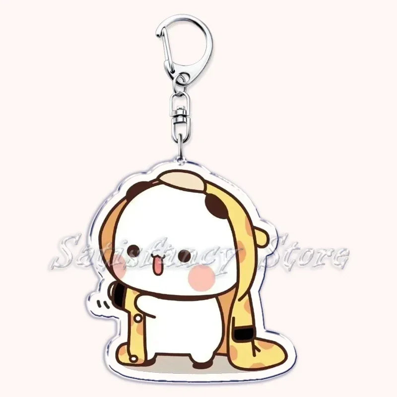 Llavero con diseño de Bubu Dudu, pareja de enamorados, oso panda, accesorios para bolso, colgante, joyería, regalos para amantes.