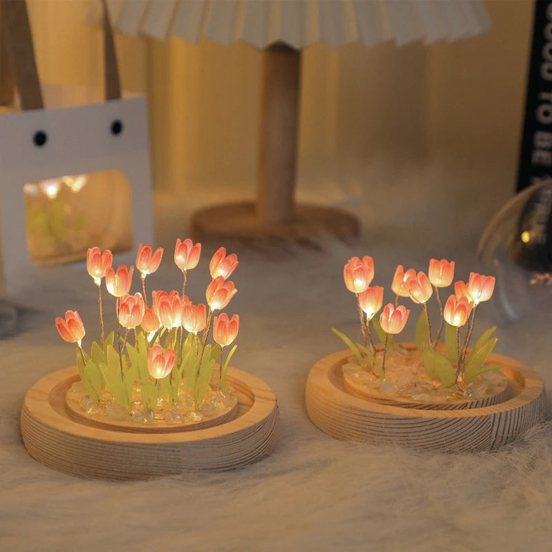 Handmade DIY Tulip Cloud Flower Sea Small Night Light Creative Light Atmosphere Light Transparent 7 Night Lovers' Best Friend