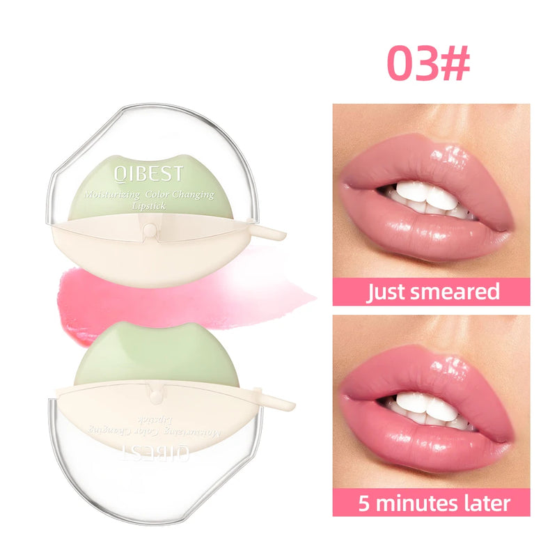 QIBEST Lip-Shaped Lipstick Moisturizing Long Lasting Color Changing Lipstick Makeup Peach Lazy Lipstick Lip Stain Tint Cosmetics