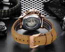 Automatic Watches for Men Mechanical Movement Genuine Brown Leather Multifunction Yellow Green Rose Gold Reloj Hombre Baratos
