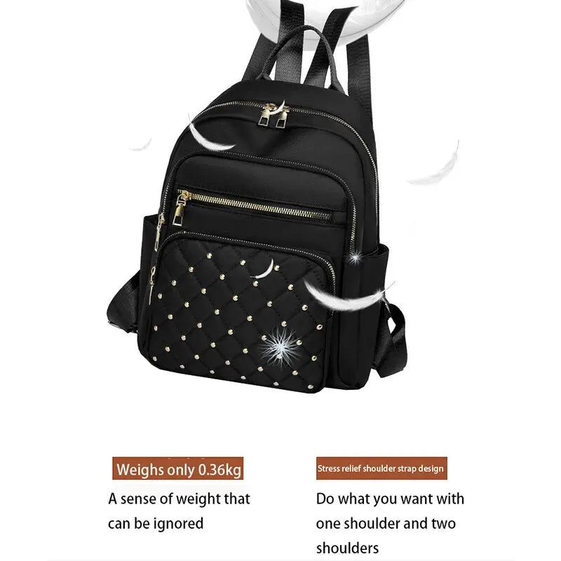 حقيبة ظهر نسائية أنيقة من النايلون عالي الجودة، حقيبة ظهر كبيرة للسفر، حقائب مدرسية كبيرة للفتيات المراهقات، حقيبة كتف