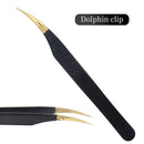 Eyelash Tweezer Black Stainless Steel Superhard Precision Anti-Static Tweezers Grafting Lashes Extension Supplies Makeup Tools