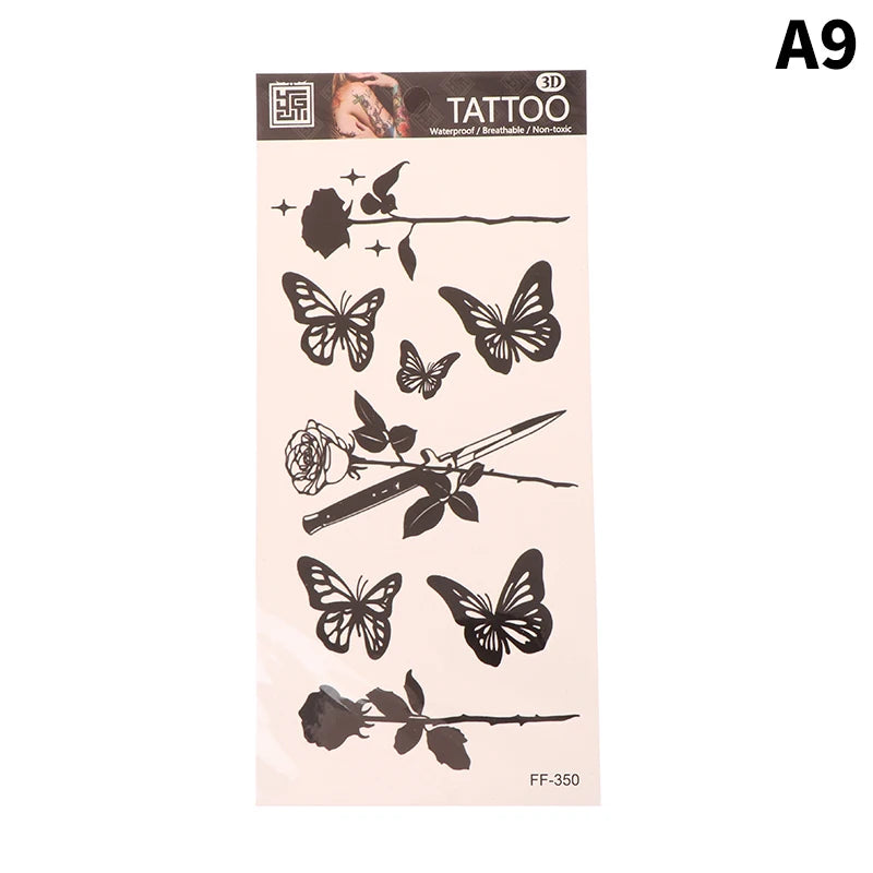 1Sheet Waterproof Temporary Tattoo Sticker 3D Butterfly Theme Fake Tattoo for Women Body Leg Arm Art