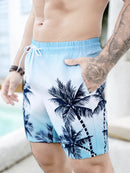 Summer men big coconut tree gradient printed beach pants