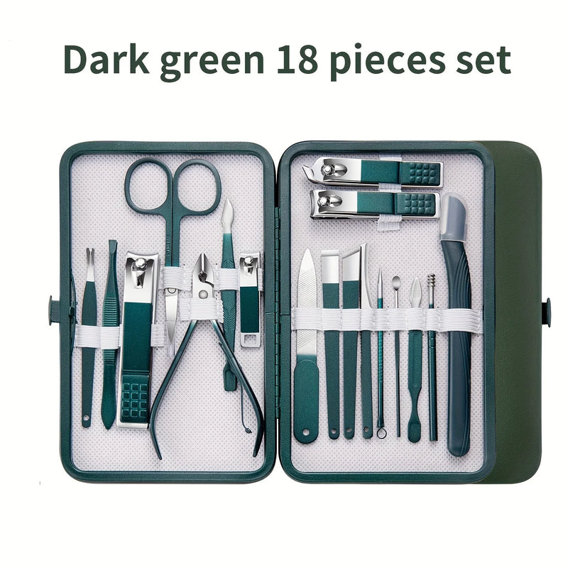 New Stainless Steel Nail Clipper Set Professional Green Grooming Tool Set Home Nail Art Set