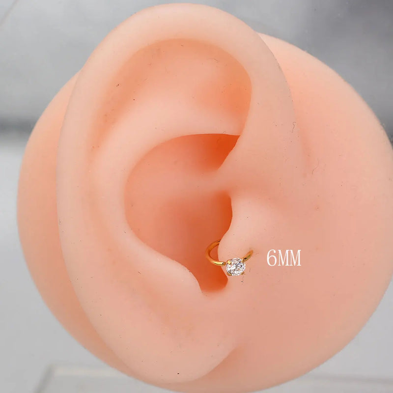 1Pair Mini Tragus Helix Piercings Stainless Steel Septum Nose Ring Studs Crystal Zircon Hoop Earrings Body Jewelry for Women Men