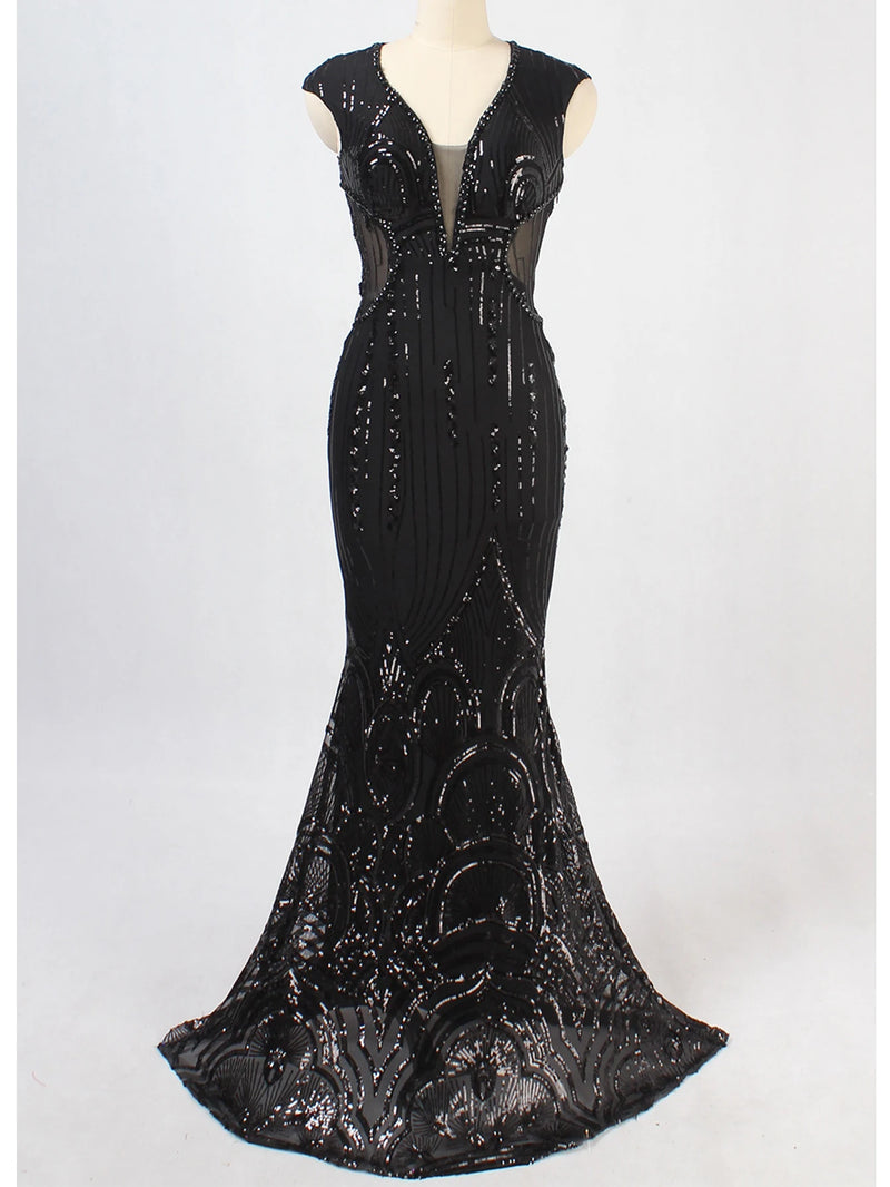 Sexy black maxi summer sequin dress women elegant luxury birthday prom wedding party dress ladies long evening dresses vestidos