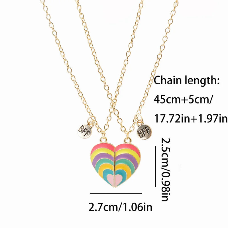 2 Pcs/Set Magnetism Best Friends Pendant Necklace for Women Rabbit Lover Broken Heart Clavicle Chain BFF Best Friends Jewelry