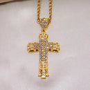1 Simple Style MEN'S Rhinestone Christian Cross Rhinestone Pendant Necklace Personality Fashion Street Domineering Chain Jewelry