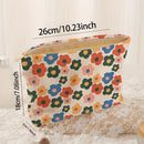 Minimally designed floral printed corduroy zipper makeup bag, lightweight and multifunctional cosmetic storage bag