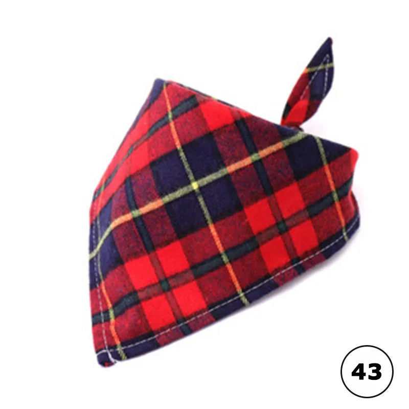 Plaid Cat Dog Bandana Pet Puppy Soft Cotton Bandanas Handkerchiefs Scarfs Triangular Bandages Accessories for Kittens Puppies