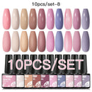 Mtssii 10PCS Reflective Gel Nail Polish Set Fluorescent Glitter Semi Permanent Hybrid Gel Varnish Soak Off UV Lamp For Manicure