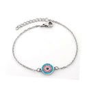 LUXUSTEEL Stainless Steel Blue Evil Eye Crystal Pendants Bracelet for Women Cuban Link Chain Bracelet Bling Fashion Jewelry Gift