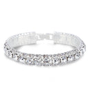 Luxury Bling Crystal Rhinestone Bracelets for Women Silver Color Elegant Bridal Wedding Jewelry